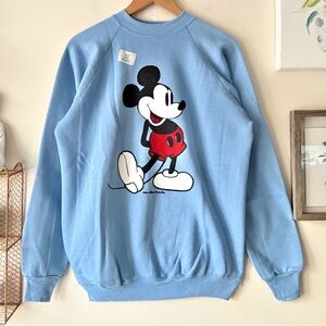 VTG 80s Disney Mickey Mouse Sweatshirt Light Blue Michael Jackson Worn Style L